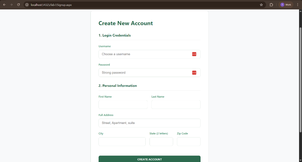 Signup Page